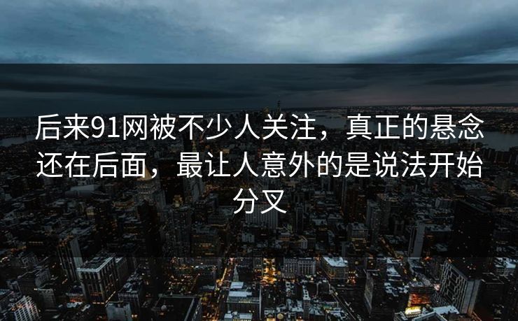 后来91网被不少人关注，真正的悬念还在后面，最让人意外的是说法开始分叉